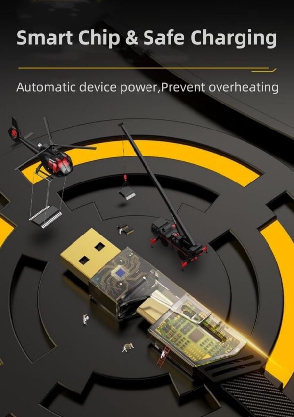 ⁦•        كابل شاحن USB متعدد 15 سم، شحن سريع 65 واط 3 في 1  (Lightning, Type-C & Micro USB)⁩ - الصورة ⁦2⁩